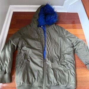 Olive Green Jacket with Blue Lining
